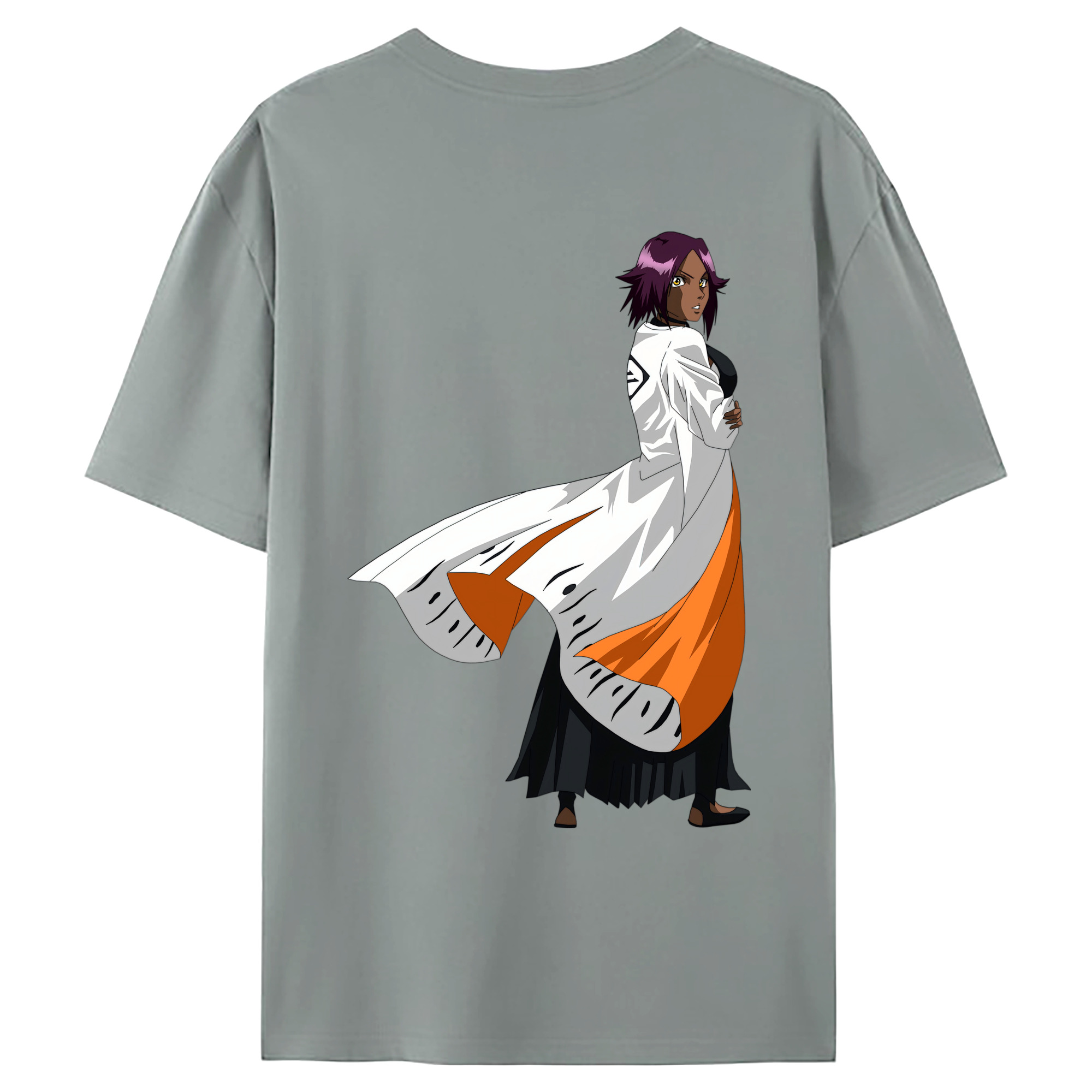 （画像用） ブリーチ 四楓院 夜一（しほういん よるいち） BLEACH Shihouin Yoruichi 綿100％ メンズ半袖Tシャツ（バックプリント） 通気性